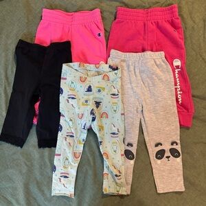 Girl’s 18 months Bottoms Lot of 5 with Champion Sweatpants